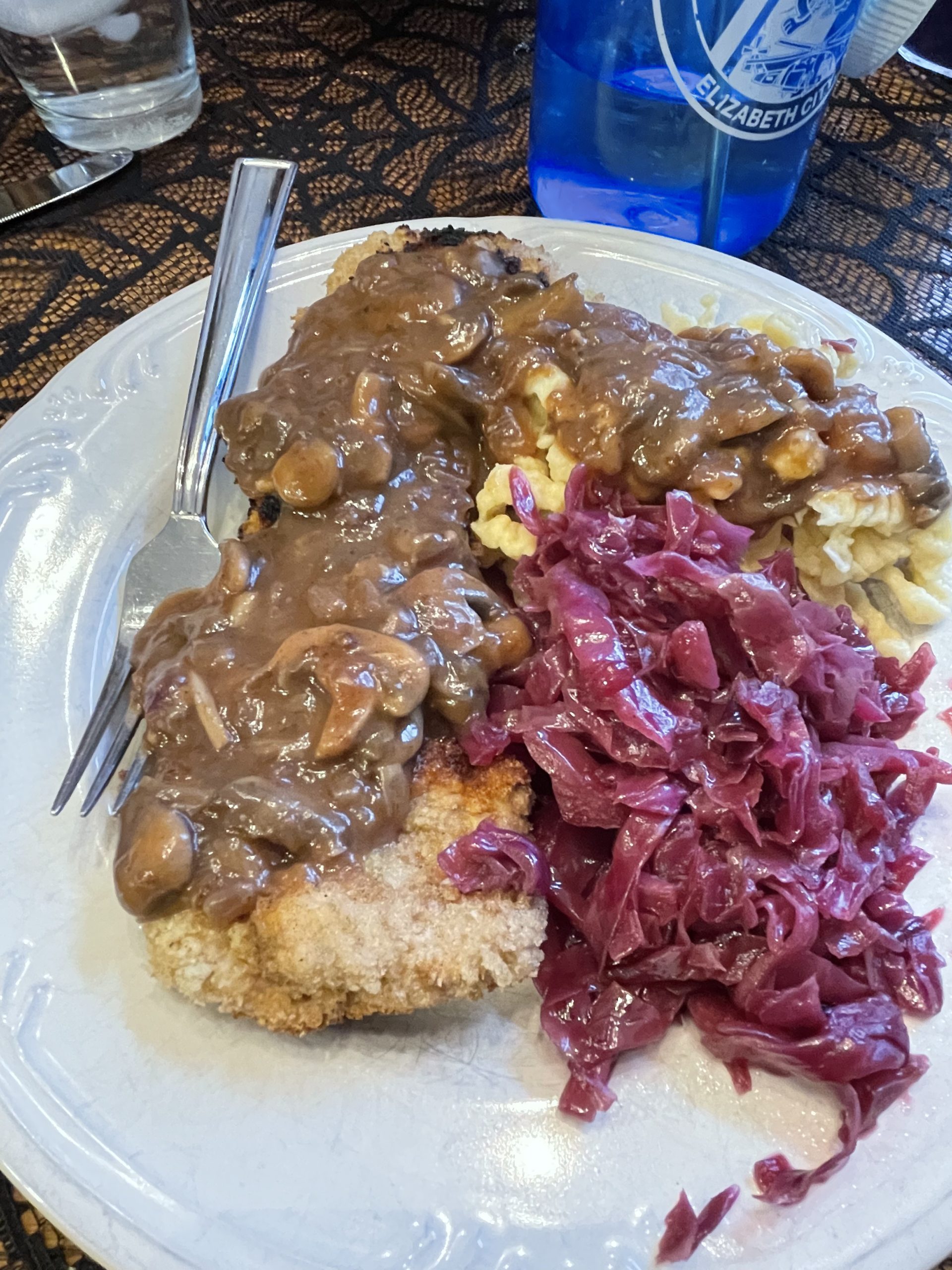 our-german-feast-pork-schnitzel-with-mushroom-gravy-sweet-sour-red-cabbage-spatzle